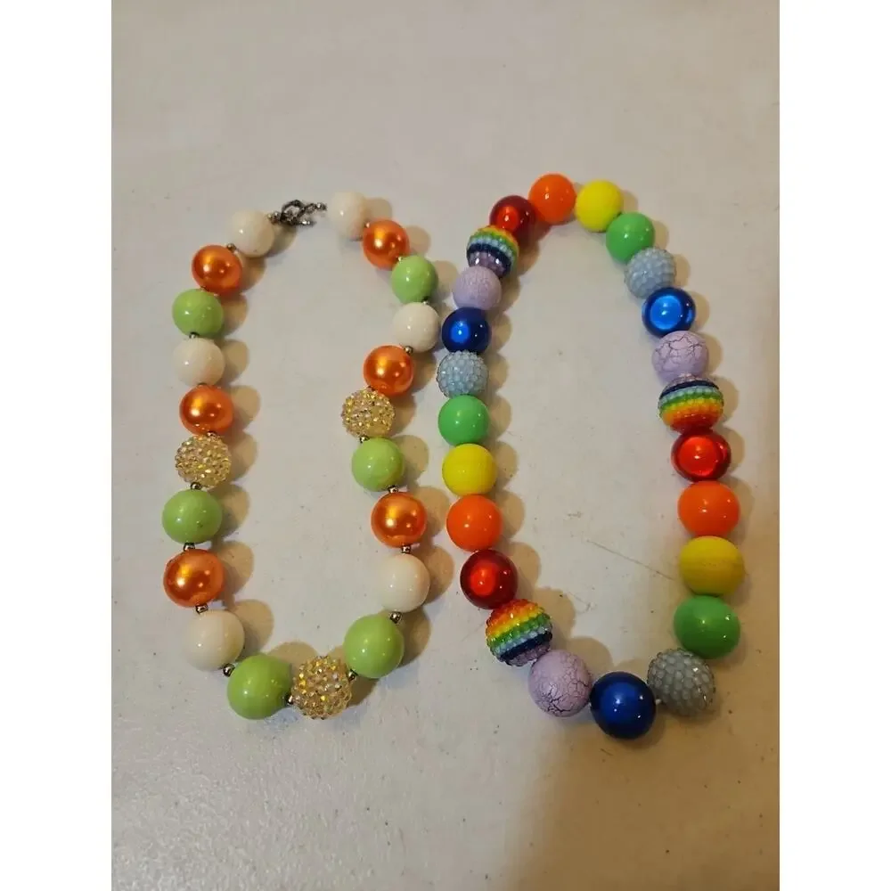 Kids Chunky Bubblegum Bead Necklaces - Lot Of 2 Children Jewelry Necklace